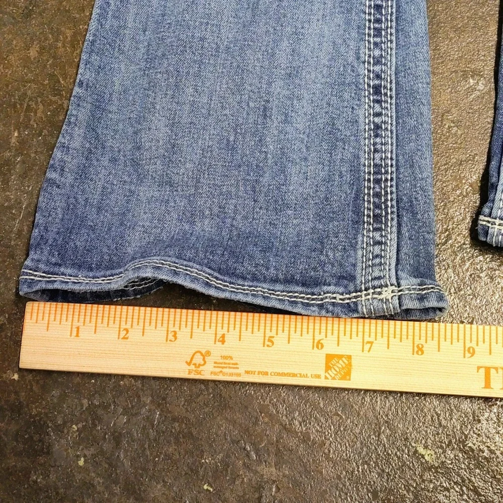 Y2K Studio 5 Low Rise Boot Cut Jeans 28 Womens Skinny Flare McBling Flap 2000s
